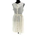 Faherty  Womens Bria Sleeveless Lace Trim Linen Belted Dress Cream Size Small Photo 1