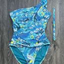 Bleu Rod Beattie Paradise Found One Shoulder One Piece Swimsuit Oahu Teal Size 6 Photo 0