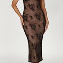 Meshki Embroidered Mesh Midi Dress - Black Photo 5