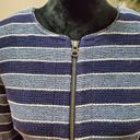 The Loft  Women's Blue Striped Cotton Long Sleeve Full Zip Front Casual Jacket Size 6 Photo 2