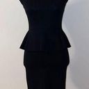 Alice + Olivia Bateau Neckline Peplum Towork Mini Black Dress Size 2 Photo 0