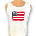 Vintage Village Sport Knit Sweater Vest White Red American Flag Side Button Size L Photo 1