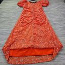 ASOS  Design Womens 10 Orange Ruched Maxi Dress Floral Embroidery Puff Sleeves Photo 11