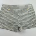 BCBG Maxazria Blue Striped Low Rise Shorts Size 0 Pleated Front Cuffed Photo 2