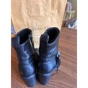 ALLSAINTS  Black Moto Shearling Fur Lined Boots Block Heels Chunky size 36(US6) Photo 2