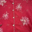 Talbots PL  Red Cardigan with Floral Embroidery Photo 2