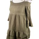 Romeo + Juliet Couture  Beach Coverup S Olive Green Off Shoulder Photo 1