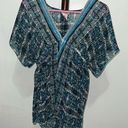 Sheer Printed Beach Coverup Top NWOT Blue Size M Photo 0