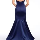 Hayley Paige Occasions Navy Blue Satin Dress Photo 4