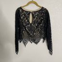 Guess  Black Nude Crop Top Small Eyelash Lace Photo 4