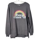 Wildfox Easy Does It Rainbow Graphic Oversized Vented Side Fleece Sweatshirt L Photo 0