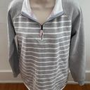 Orvis Striped Gray 1/4 Zip Logo Pockets Pullover Sweatshirt, size M Photo 0