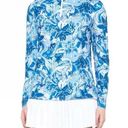 Gottex  Tops 1/4 Zip Longsleeve Floral Printed Blue High-Neck Golf Size L Photo 0