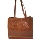 Patricia Nash  Toscano Florence Wax Tooled Tote Bag Embossed Italian Leather Tan Photo 0