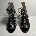 Nine West  AUTHORITY BLACK‎ LEATHER STRAPPY LACE UP STILLETOS WOMEN SZ 6.5 M Photo 1