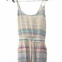 Wilfred Aritzia  White Blue Spaghetti Strap Romper Striped Silk Medium Photo 0