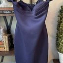 Badgley Mischka  Off-the-Shoulder Pleated Bustier Scuba Dress Navy Womens Size 12 Photo 5