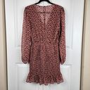 The Row  A Burgundy Floral Long Sleeve Ruffle Smoked Dress Long Sleeve Size L Photo 2