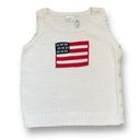 Vintage Village Sport Knit Sweater Vest White Red American Flag Side Button Size L Photo 0