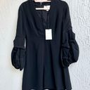 Alexis NWT  Pintucked Sleeve V Neckline Fia Mini Dress Black Women's Size Medium Photo 2