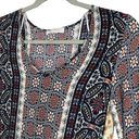 Renee C  Boho Dress Mixed Pattern 3/4 Sleeve Drop Waist Knee Length Size S Photo 1