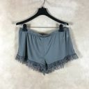 Bebe  Gray Satin Stretch Knit Pajama LOGO Sleep Shorts with lace trim, XL Photo 3