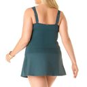 Anne cole  NWT Twist Front Tankini Swim Top Teal Green Size 16W Ruched Adjustable Photo 3