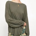 Free People Shimmy Shake Top XS Low Open Back Army Green Slouchy Dolman Boho Photo 6