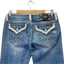 Miss Me  Y2K Bling Rhinestone Leather Trim Bootcut Medium Wash JW5087B2 Size 29 Photo 2