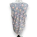 Bobeau Studio B by  Scoop Neck Tank Top Plus 2X Blue Pink Floral Tie Hem NWOT Photo 2