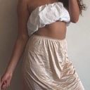 JC Penny Vintage 80s Adonna for  Gold Tan Lace Trim Satin Midi Slip Skirt Photo 0