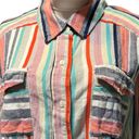 Caslon Women's  striped multi color button down long sleeve, size Large L Photo 1