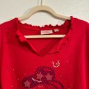 Quacker Factory  Sweater Women 1X RedCountry Cowgirl USA Rhinestone Ruffle Photo 0