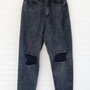 Pretty Little Thing  Black Denim Distressed Mom Jeans Size 2 Photo 0