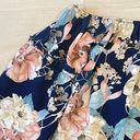 Peach Love California  Off Shoulder Floral Top Navy Cream Pink Medium LIKE NEW Photo 4