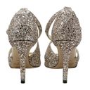 Jimmy Choo  Emily Coarse Glitter Champagne Cross Strappy Peep Toe Heels Sandals Photo 4