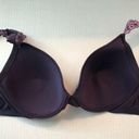 Natori  Bra Lace Body Underwire Bra in Purple Sz 34C GUC Lace Floral Straps Photo 8