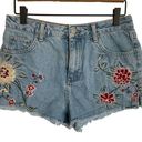 Topshop  MOTO Mom Jean Shorts High Waist Embroidered‎ Size 6 US  Euro 38 Photo 0