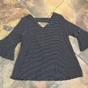 Westbound  Women’s Striped Blouse Cutout in Back  Bell Sleeves XL Photo 4