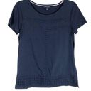 Tommy Hilfiger  Top Navy Blue Tee Crochet Stripes Short Sleeve Crew Photo 0