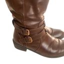 AZ Denver Faux Leather Brown Calf Heeled Zippered Womens High Fashion Boots 8M Size 8 Photo 8