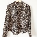Equipment Femme Slim Signature Leopard Printed Button Down Silk Shirt Medium Photo 0