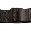 Y2K Wide Belt Woven Leather Dark Brown Adjustable Photo 4