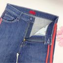 MOTHER Denim  Insider Crop Step Fray High Rise Jeans: Speed Racer Red Stripe Photo 7