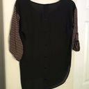 Bobeau  Black/Brown Striped Top With Sheer Back - Size Small - Roll Tab Sleeves Photo 3