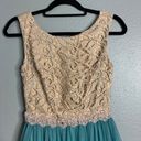 Jodi Kristopher  Party Dress Cream Teal Lace Bodice Mini Short Juniors 1 Photo 1