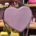 Coach Heart Crossbody Bag in Metalic Crossgrain Leather Lilac CP020 Photo 9