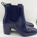 London Fog  blue glossy patent leather heeled rain boots women Size 9 Photo 1