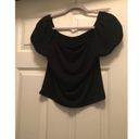 Poof! Size large black crop top crochet shoulder details Photo 3