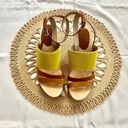 Furla  Yellow Calfhair Brown Leather Gina Wooden Clog Sandal Size 38 Photo 2